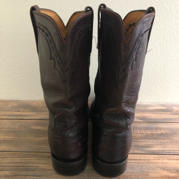 Lucchese Smooth And Full-Quill Ostrich Roper Boots - Picture 3 of 7